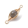 Natural Labradorite Copper Wire Wrapped Connector Charms PALLOY-JF02518-02-3