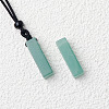 Natural Green Aventurine Cuboid Pendant Black Cotton Cord Necklaces FS-WG3353C-02-1