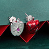 Christmas 925 Sterling Silver Cubic Zirconia Stud Earrings FS-WGF8A93-01-1