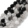 Natural Tourmalinated Quartz/Black Rutilated Quartz Beads Strands G-Z119-A15-02-3