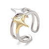 Brass Star Open Cuff Ring for Women RJEW-C102-19GP-1