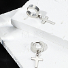 2Pcs 304 Stainless Steel Cross Hoop Earrings for Women EJEW-LP0001-12P-3