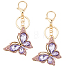 Butterfly Zinc Alloy & Rhinestone Keychains KEYC-WH0053-045G-01-1