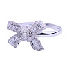 Bowknot Brass Micro Pave Clear Cubic Zirconia Finger Rings for Women FS-WGD928F-01-5