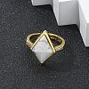 Rhombus Natural Howlite Finger Rings RJEW-B113-01G-01-2