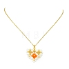 Imitate Austrian Crystal Bicone Glass & Glass Pearl Beaded Heart Pendant 304 Stainless Steel Cable Chain Necklaces for Women NJEW-MZ00154-3