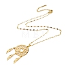 Woven Net/Web with Feather 304 Stainless Steel Pendant Necklaces for Women NJEW-G087-02G-3