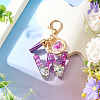 Alloy Resin Heart Keychains KEYC-TADJ0002-01G-W-4