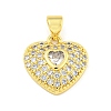 Heart Rack Plating Brass Micro Pave Cubic Zirconia Charms KK-Z053-17G-04-1