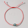 Adjustable Glass Evil Eye Braided Bead Bracelets for Men and Women PI2315-7-1