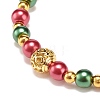 Alloy Gender Symbol & Glass Round Beaded Stretch Bracelet for Women BJEW-JB08511-03-4