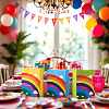 12Pcs 6 Colors Paper Rainbow Printed Carry Storage Tote Bags ABAG-TA0002-05B-8