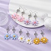 Resin Flower & Alloy Heart Dangle Earrings with 304 Stainless Steel Pins EJEW-JE05406-4