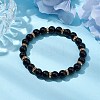 8mm Round Natural Black Onyx(Dyed & Heated) Beaded Stretch Bracelets for Women BJEW-JB10796-2