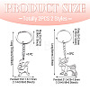 2Pcs 2 Styles 201 Stainless Steel Keychains KEYC-TAD0001-15B-3