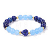 Heart & Round Natural Lapis Lazuli Bead Stretch Bracelets MK5607-1-1