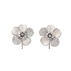 Brass Micro Pave Cubic Zirconia Stud Earrings Findings EJEW-B063-02P-1