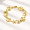 Summer Beach Brass Micro Pave Clear Cubic Zirconia Starfish & Shell Shape Link Chain Bracelets BJEW-C118-02A-G-3