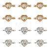 12Pcs 2 Colors Brass Pave Cubic Zirconia Heart Links Connector Charms KK-TA0003-48A-1