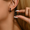 201 Stainless Steel Enamel Hoop Earrings for Wome TC6107-4-1