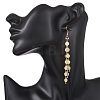 Brass Flat Round with Sun Pattern Link Chain Tassel Dangle Earrings EJEW-JE06928-3