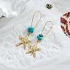 Alloy & Synthetic Turquoise Chip Hoop Earrings FS-WG5F607-01-2