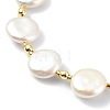 Natural Keshi Pearl Flat Round Beaded Bracelets for Women BJEW-JB13621-3