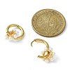 Brass Flower with Plastic Pearls Beaded Dangle Hoop Earrings EJEW-JE05277-3