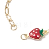 Brass Enamel Red Strawberry Link Mixed Chain Bracelet Making AJEW-JB01551-2