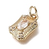 Brass Micro Pave Clear Cubic Zirconia Charms KK-D110-05G-2