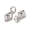 Rack Plating Brass Micro Pave Black Cubic Zirconia Charms ZIRC-C042-13P-2