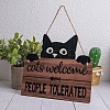 Wooden Rectangle with Word Cats Welcome People Tolerated Pendant Decoration PW-WG9044B-01-1