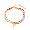 304 Stainless Steel Letter Charm Double-layered Bracelets VG5038-4-3