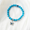Synthetic Turquoise Stretch Bracelet with Evil Eye Charms SM1499-7-1