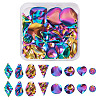 Craftdady 32Pcs 8 Style Rainbow Color 304 Stainless Steel Pendants STAS-CD0001-28-9