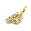 Letter Brass Micro Pave Clear Cubic Zirconia Pendants KK-K354-06G-P-2