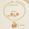 Vintage Brass Flower Stud Earrings & Pendant Necklaces Sets for Women GY5333-5
