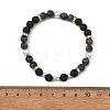 3Pcs 3 Styles Natural Lava Rock & Larvikite & Shell Pearl Beaded Stretch Bracelets for Kids BJEW-JB14097-5