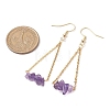 304 Stainless Steel with Natural Amethyst Dangle Earrings EJEW-JE06010-04-3