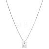 1Pc Stainless Steel Letter Rectangle Pendant Necklaces NJEW-LP0001-34U-P-1