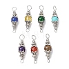 7Pcs 7 Styles Mixed Gemstone Round Connector Charms PALLOY-JF02268-01-1