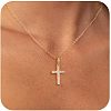 Cross Stainless Steel Micro Pave Clear Cubic Zirconia Pendant Necklaces FS-WG7D720-03-1