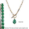 Synthetic Malachite Pendant 304 Stainless Steel Paperclip Chain OT Necklaces for Women WG5218A-06-1