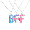 3Pcs 3 Colors Zinc Alloy Enamel Magnetic BFF Pendant Necklaces for Friend FS-WG36493-01-2