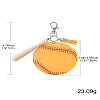 Baseball Acrylic & Wood Pendant Decorations HJEW-YW00012-01-3