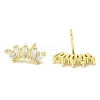 Crown Brass Micro Pave Cubic Zirconia Stud Earrings EJEW-L270-21G-2