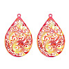 Spray Painted 430 Stainless Steel Filigree Pendants STAS-TAC0004-57E-2