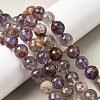 Natural Purple Phantom Quartz Purple Lodolite Quartz Round Beads Strands G-Z127-B01-10mm-1