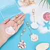 4Pcs 4 Styles Alloy Natural Sea Shell Flower with Starfish Pendant Decorations HJEW-PH02409-3