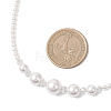 Round Shell Pearl and Electroplated Glass Graduated Beaded Necklaces NJEW-JN05747-3